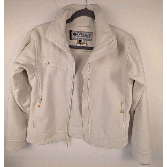Columbia Titanium Women’s Fleece Jacket Medium White Full Zip Pocket - Picture 10 of 10